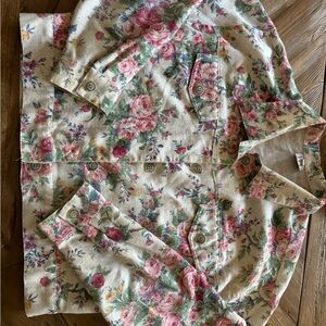 Linen floral button jacket